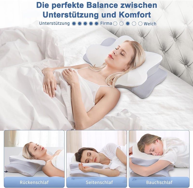 DONAMA Memory Foam Neck Pillow, Ergonomic, Pillow with Arm Rest & Two Heights, Cooling & Breathable, 6-Zone Contour, Neck Support for All Sleeping Positions - Image 4