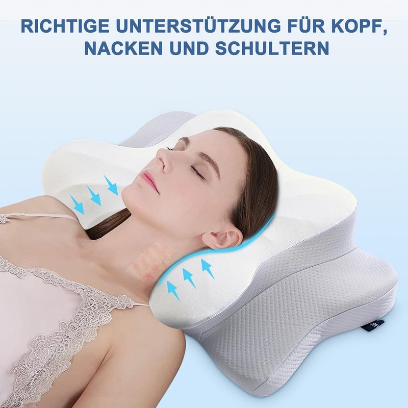 DONAMA Memory Foam Neck Pillow, Ergonomic, Pillow with Arm Rest & Two Heights, Cooling & Breathable, 6-Zone Contour, Neck Support for All Sleeping Positions - Image 2