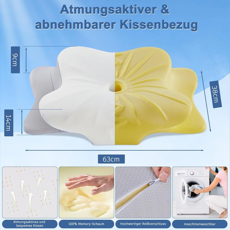 DONAMA Memory Foam Neck Pillow, Ergonomic, Pillow with Arm Rest & Two Heights, Cooling & Breathable, 6-Zone Contour, Neck Support for All Sleeping Positions - Image 5