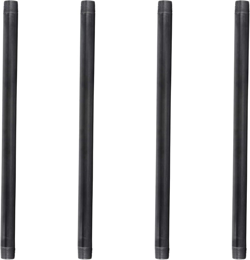 PIPE DECOR 3/4” x 16” Black Steel Plumbing Pipe, Pre Cut, Industrial Steel Grey Fits Standard 3/4 Inch Threaded Black Malleable Iron Fittings, Build Vintage DIY Furniture, 4 Pack - Image 1