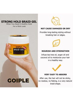 Goiple 16 Oz Big Capacity Strong Hold Braid Gel Tames Frizz Smoothing Gel Good For Twist Locs Braids Edge Cornrows No Flake Extra Hold High Shine Braiding Gel & Edge Control Easy To Use For Braids  - Image 5