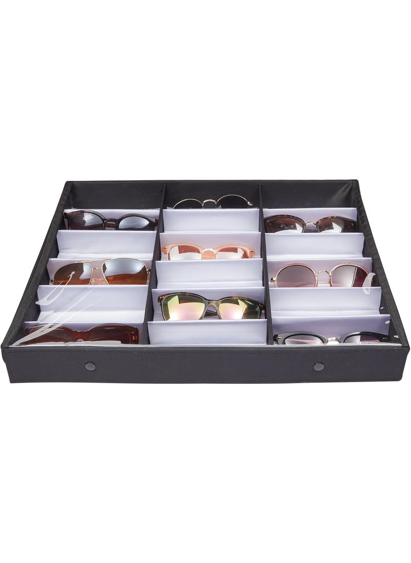 Juvale Juvale 18 Slot Sunglasses Organizer for Women and Men Eyeglass Storage Case with Clear Lid for Multiple Pairs of Glasses 185 x 1425 in  - Image 3