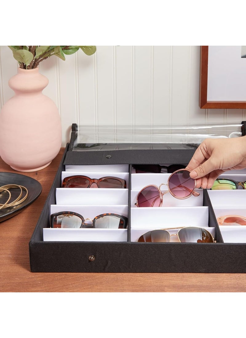 Juvale Juvale 18 Slot Sunglasses Organizer for Women and Men Eyeglass Storage Case with Clear Lid for Multiple Pairs of Glasses 185 x 1425 in  - Image 2