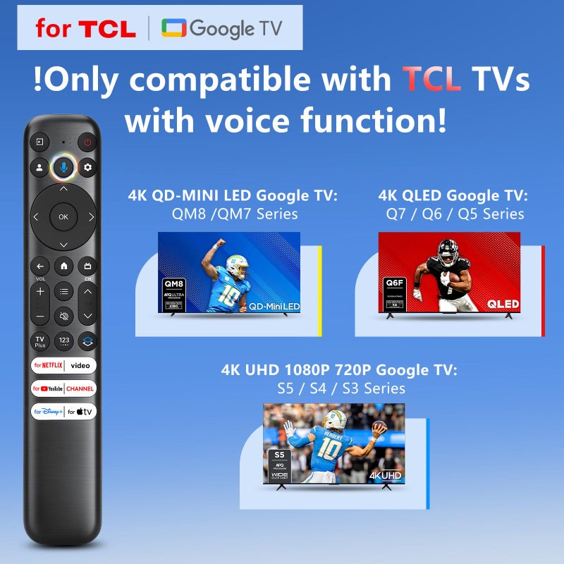 OMAIC Voice Remote for TCL-Google-TV-Remote Control Replacement,RC813 Compatible with TCL Smart TVs QM8/QM7/S5/S4/S3/Q7/Q6/Q5 Series with Voice Function - Image 2
