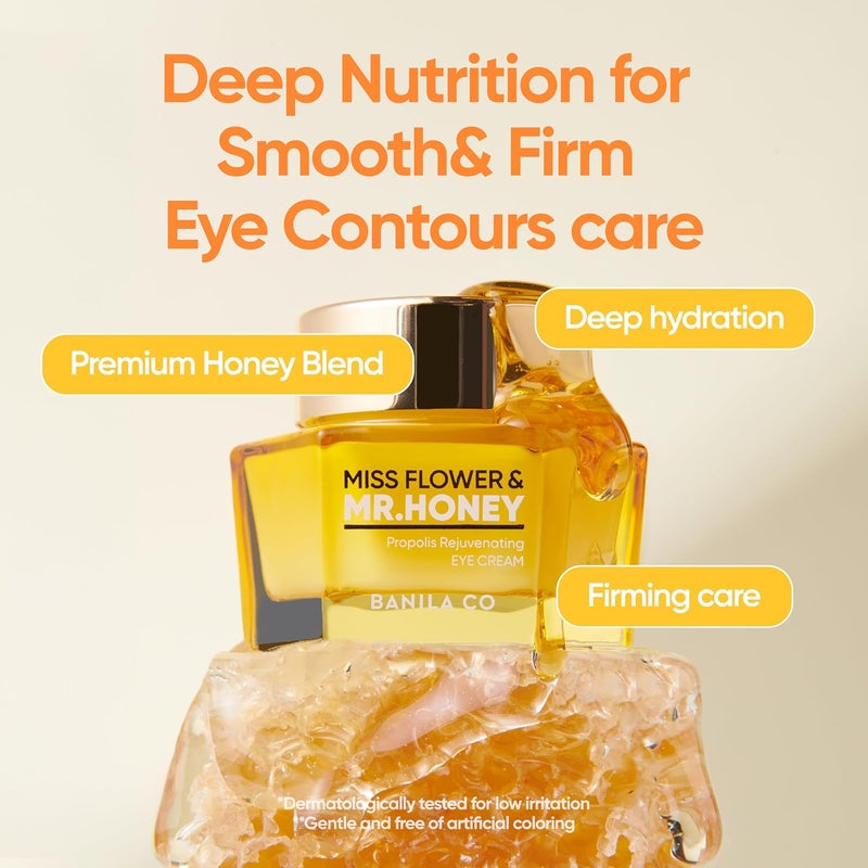 BANILA CO Miss Flower Mr Honey Propolis Rejuvenating Eye Cream Nourishing Moisturizer with Propolis Extract Royal Jelly Hydrating Korean Skincare for Youthful Radiance 20 ml 067 oz - Image 5