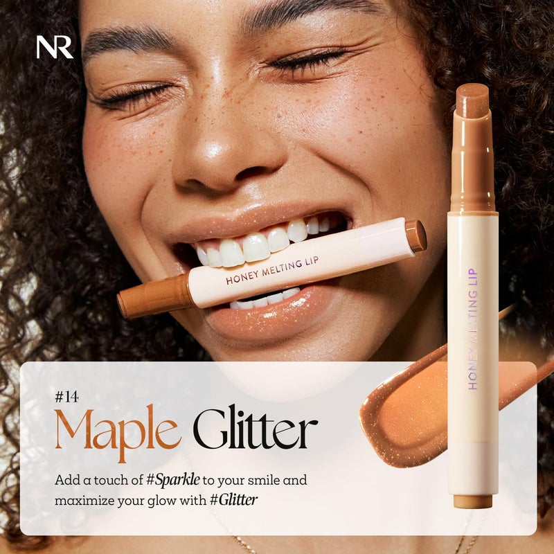 Nature Republic HONEY MELTING LIP GLITTER (14 MAPLE) SOFT LIP STICK Hydrating Gloss, Moisturizing balms, Shine Glimmer Finish, Shimmery-Sheer tint, korean make up - Image 2
