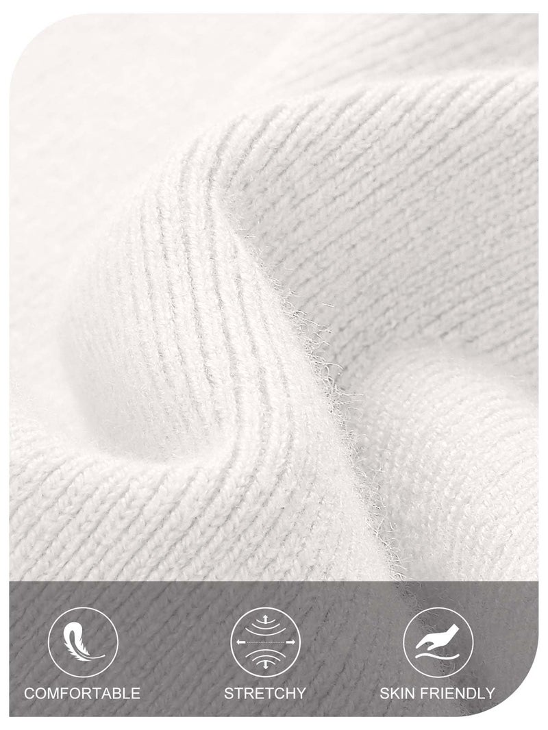 MEROKEETY Women's Winter Off Shoulder Bodycon Sweater Dress 2026 Spring Formal Long Sleeve Elegant Club Party Midi Dresses, White, Small - Image 5