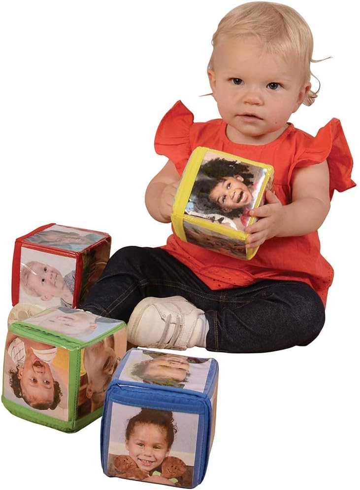Constructive Playthings Foam Stacking Blocks with Photo Pockets - 4 Piece Set for Ages 12 Months and Up - Image 1