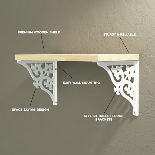 Spillbox Wooden Pooja Home Temple|White Metal Shelf |Wall Mountable|Easy Screw Assembly|Home Temple for Puja Room |Pooja Stand | Mandir-Triple Floral (Large White) - Image 4