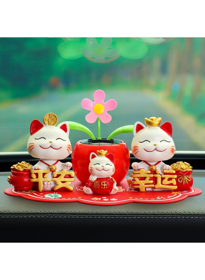 Bring In Wealth And Treasure Cat Car Ornaments Sunflower New Center Console Decoration Car Supplies High-end Car Ornaments New