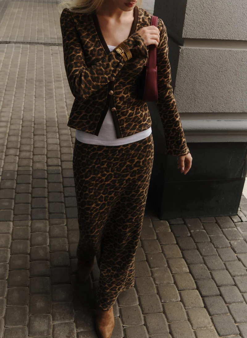 Lichi Leopard print maxi skirt