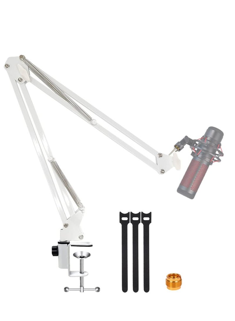 XiuWoo White Boom Arm, Boom Scissor Arm, Professional Adjustable Mic desk mount White Stand, Compatible With RGB USB Condenser Microphone, without Microphone - Image 1