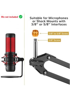 XiuWoo White Boom Arm, Boom Scissor Arm, Professional Adjustable Mic desk mount White Stand, Compatible With RGB USB Condenser Microphone, without Microphone  - Image 3
