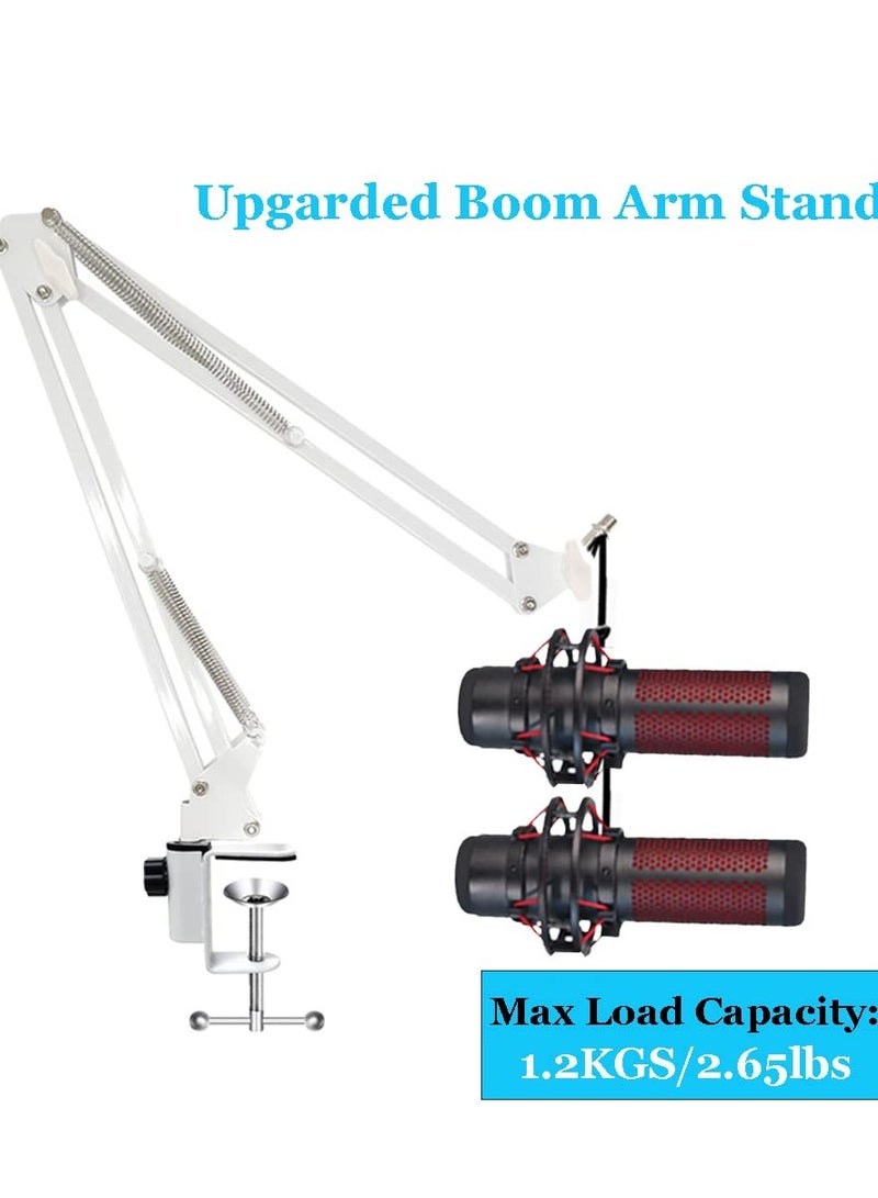 XiuWoo White Boom Arm, Boom Scissor Arm, Professional Adjustable Mic desk mount White Stand, Compatible With RGB USB Condenser Microphone, without Microphone - Image 4