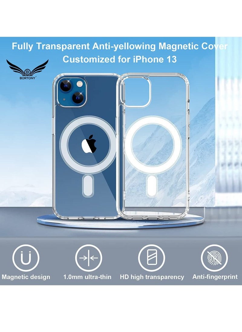 BORTONY - Case Cover for iPhone 14 Plus 6.7inch Clear Magnetic Case Compatible with Magsafe Card Wallet & Wireless Charger, Screen & Camera Protection Shockproof Protective Magsafe Cover for Apple iPhone 14 Plu - Image 1