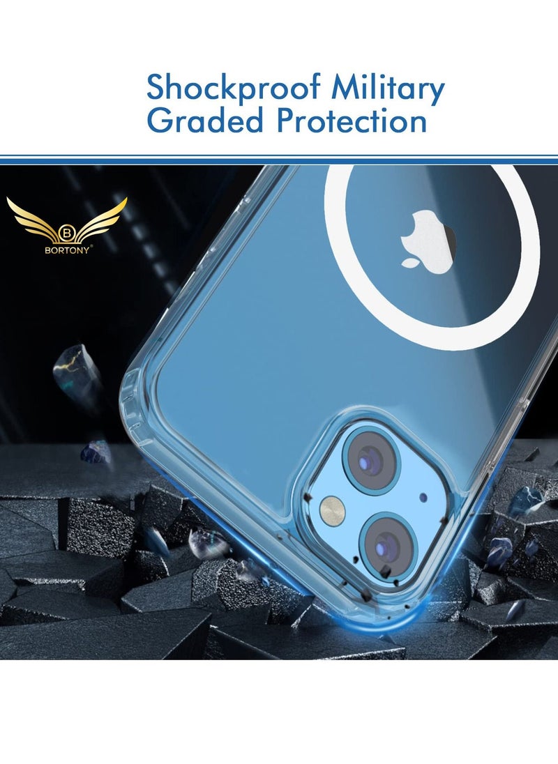 BORTONY - Case Cover for iPhone 14 Plus 6.7inch Clear Magnetic Case Compatible with Magsafe Card Wallet & Wireless Charger, Screen & Camera Protection Shockproof Protective Magsafe Cover for Apple iPhone 14 Plu - Image 1