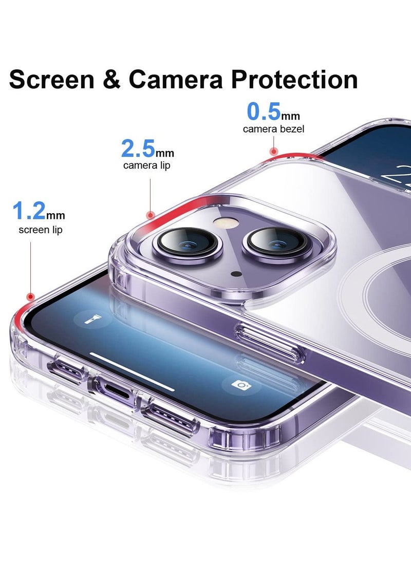 BORTONY - Case Cover for iPhone 14 Plus 6.7inch Clear Magnetic Case Compatible with Magsafe Card Wallet & Wireless Charger, Screen & Camera Protection Shockproof Protective Magsafe Cover for Apple iPhone 14 Plu - Image 1