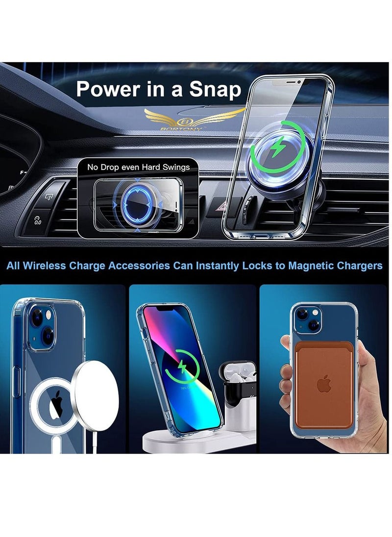 BORTONY - Case Cover for iPhone 14 Plus 6.7inch Clear Magnetic Case Compatible with Magsafe Card Wallet & Wireless Charger, Screen & Camera Protection Shockproof Protective Magsafe Cover for Apple iPhone 14 Plu - Image 1