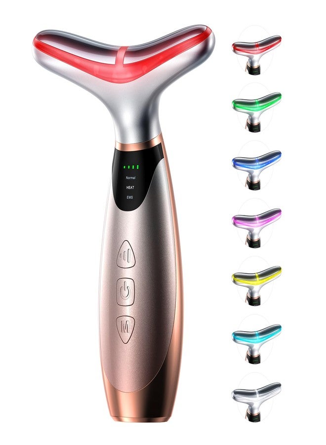 Pedete Facial Massager, 7 Colors Red Light Therapy for Face and Neck, Face Lift Device with 113°F Heating Vibration for Multi Skin Care - Image 1