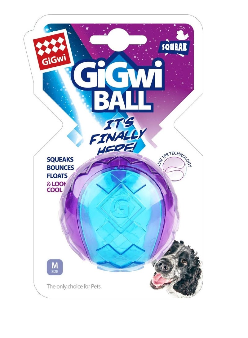 GIGWI G Ball Ball Squeaker Transparent Blue And Purple Dog Squeak Toy Medium - Image 1