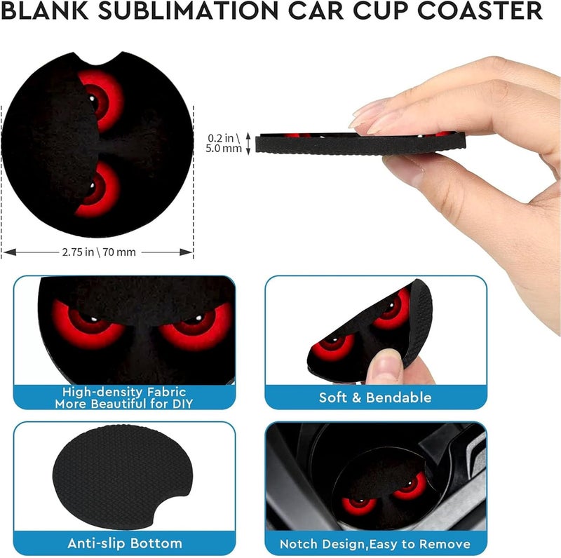 Ldntly Car Coasters for Cup Holders,2 Pack Red Eye Design Car Coasters,2.75" Universal Size Anti Slip Rubber Mat,Automotive Cup Holder Decal Decor Accessories,Red Eye Gifts for Women,Men,Mom - Image 4