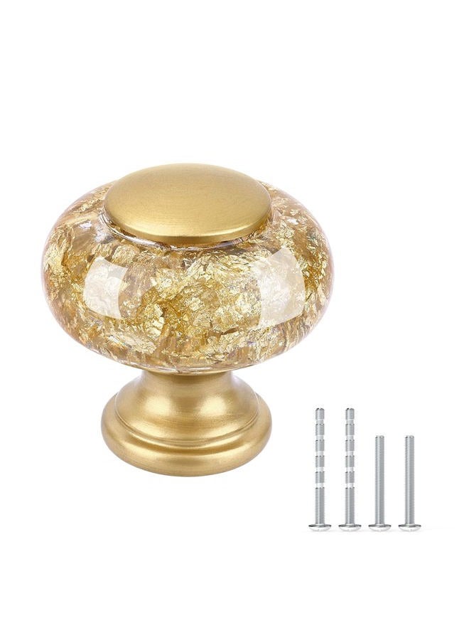 ChicWing مقابض درج ذهبية 8 عبوة، 1-3/8 بوصة (36 مم) مقابض زخرفية كريستالية لخزائن المطبخ، تصميم نهائي مدمج من ورق الذهب، مقبض فريد عتيق لخزائن الأدراج في المطبخ - Image 1