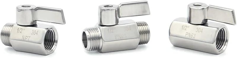 1 4 بوصة NPT ذكر × أنثى 304 فولاذ مقاوم للصدأ صمام كرة ثنائي الاتجاه للماء والزيت - Image 3