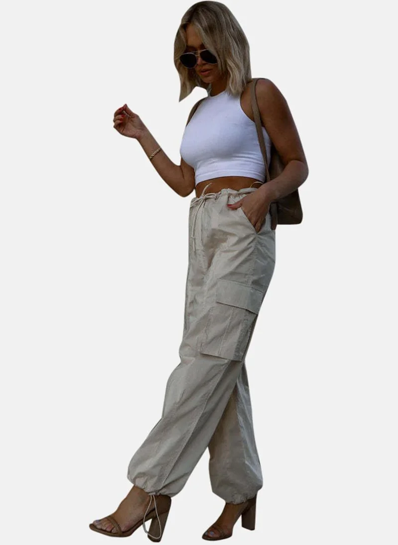 YUNIQEE Beige High Rise Jogger Trousers