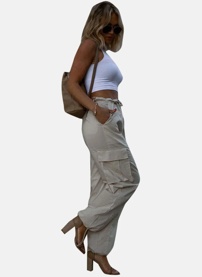YUNIQEE Beige High Rise Jogger Trousers