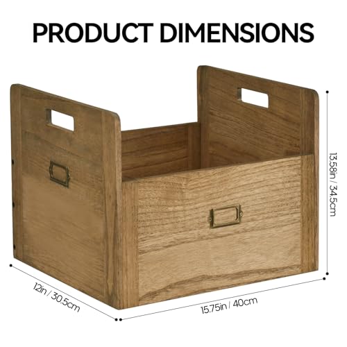 KIRIGEN Vinyl Record Storage Organizer Crate Wooden Storage Organizer Box Hold Up to 80 Record and LP Dark Brown CDH-DBR - Image 5