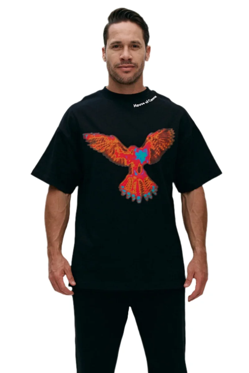 هاوس اوف سينمار Black Cenmar T-SHIRT with printed picture