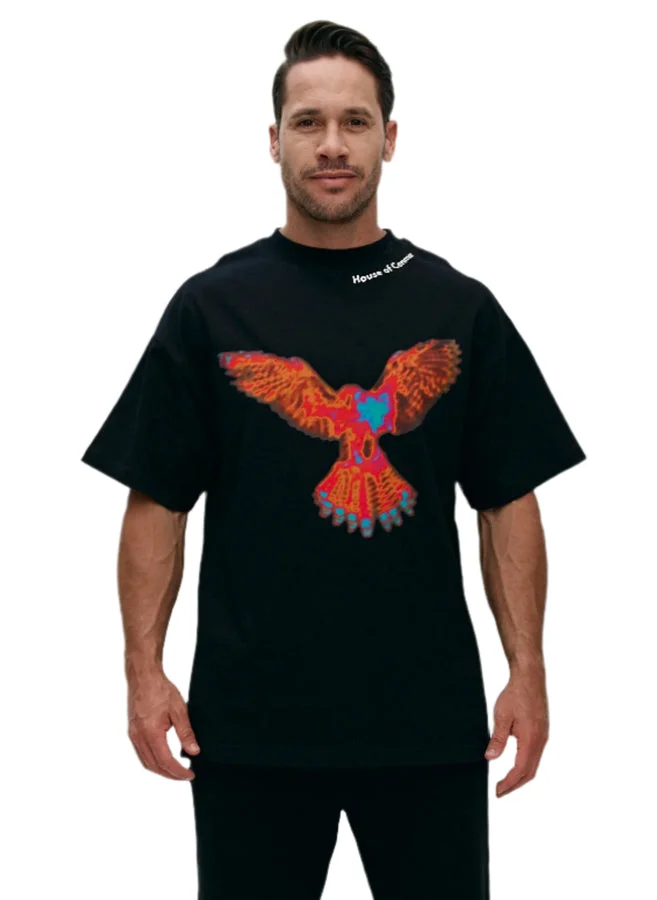 هاوس اوف سينمار Black Cenmar T-SHIRT with printed picture