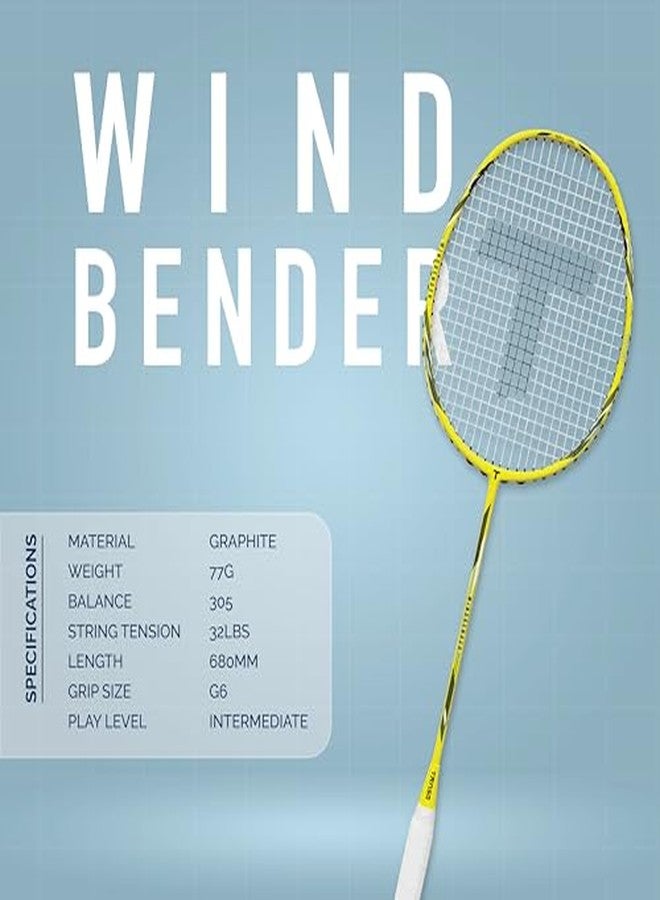 TANSO Windbender Full Graphite Ultra Light Weight Carbon Fibre Strung Badminton Racket (32 Lbs Tension, 680 mm Long, 77 Grams, Strung with Premium Strings and Full Racquet Cover) - Image 4