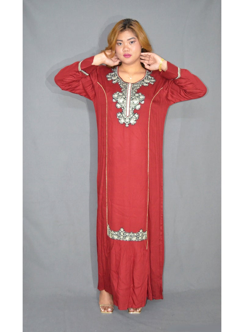 زينة جلبية نسائية أنيقة – فستان طويل محتشم بتفاصيل مطرزة | قماش ناعم من فيسكوز وبوليستر | مثالي للارتداء اليومي والمناسبات - Image 2