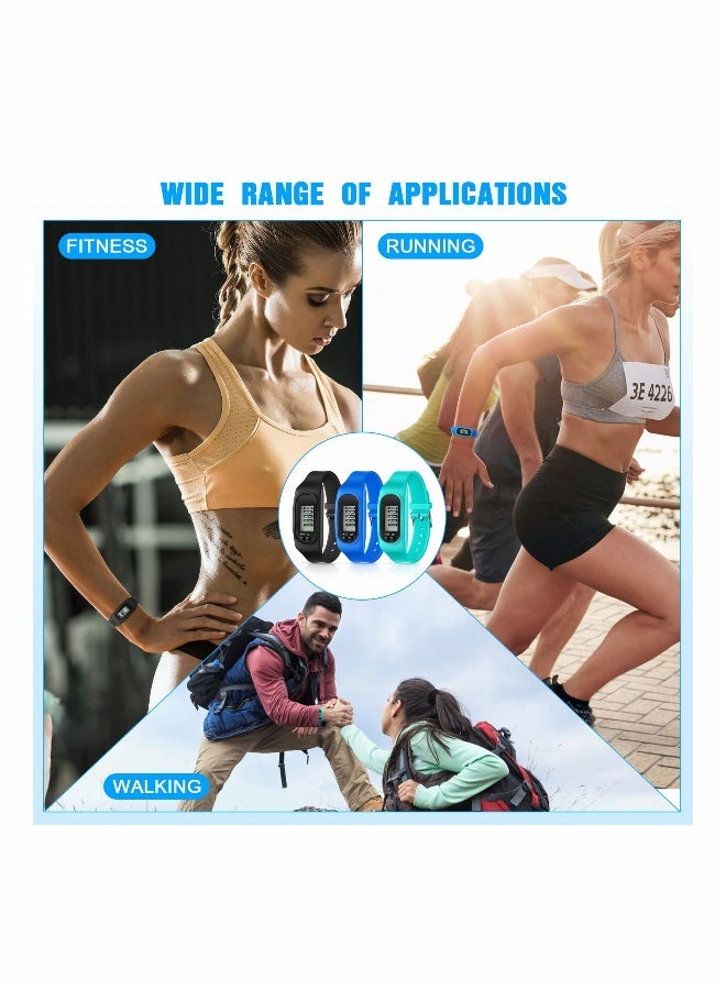 3-Pack Silicone Fitness Tracker Watch for Walking and Running - Pedometer, Calorie Counter, and Step Counting Bracelet for Men, Women, and Kids. Perfect for Active Lifestyles! - Image 5