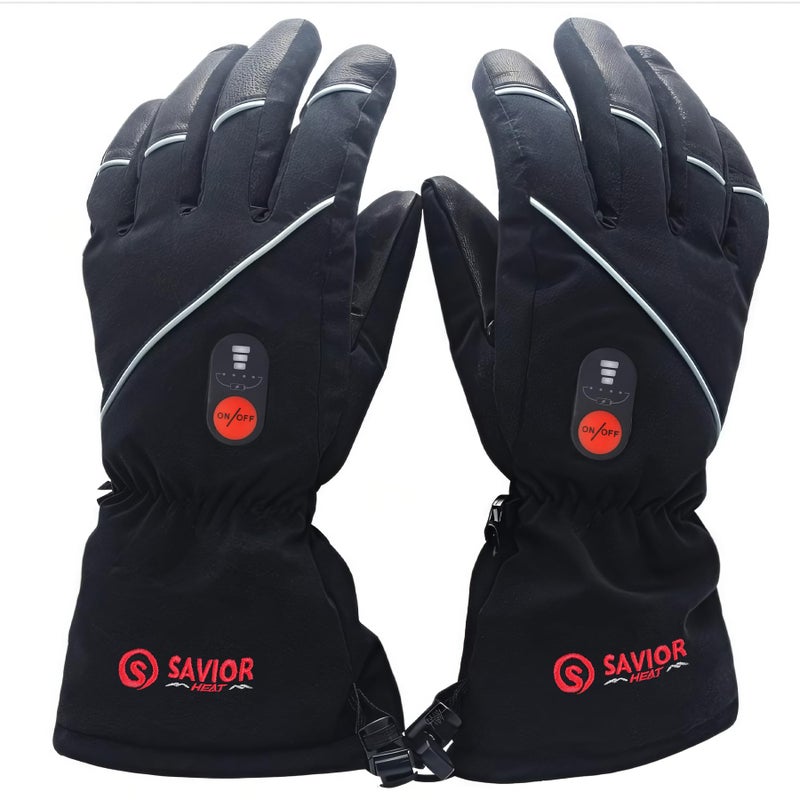 SAVIOR HEAT Heated Gloves for Men Women, Rechargeable Electric Heated Leather Skiing and Snowboarding Gloves - Image 1
