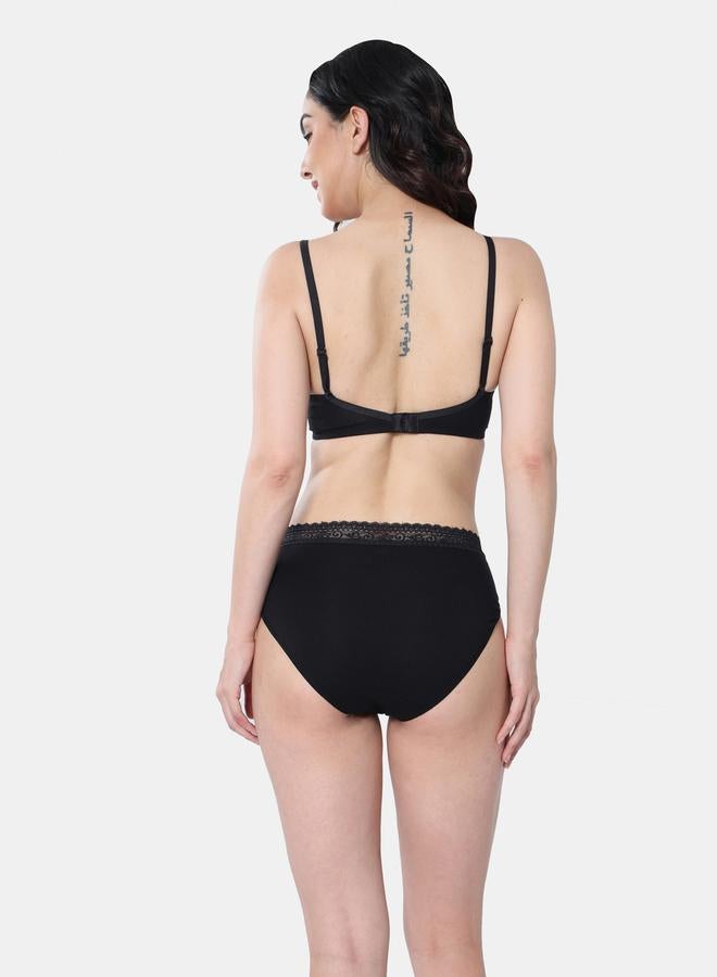 Envie Padded Plunge Cotton Lace Insert Bra by Styli - Image 2