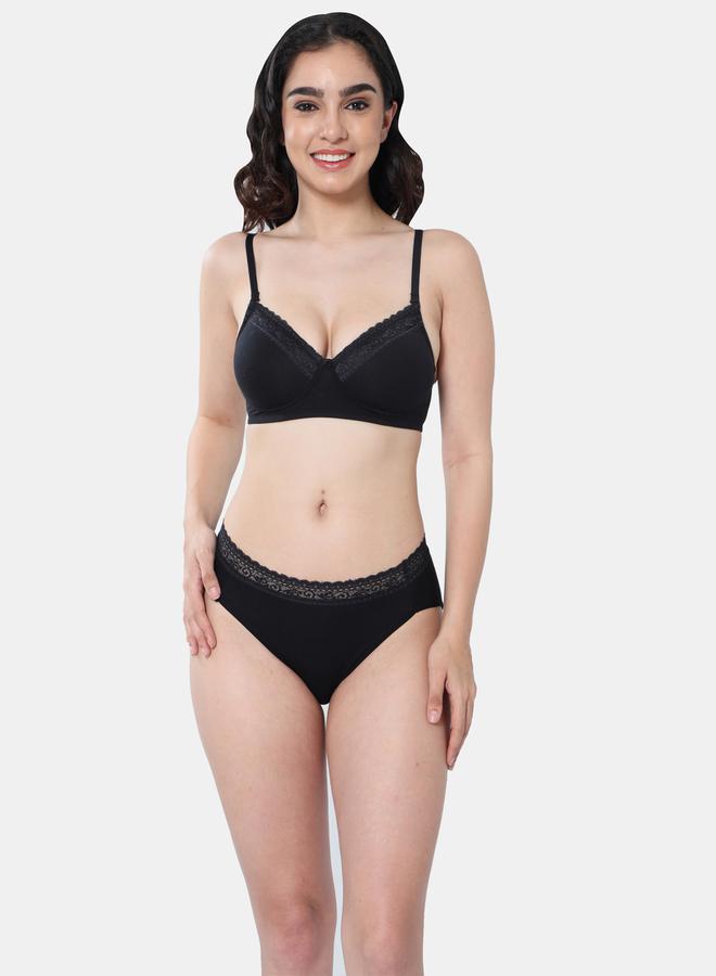 Envie Padded Plunge Cotton Lace Insert Bra by Styli - Image 1