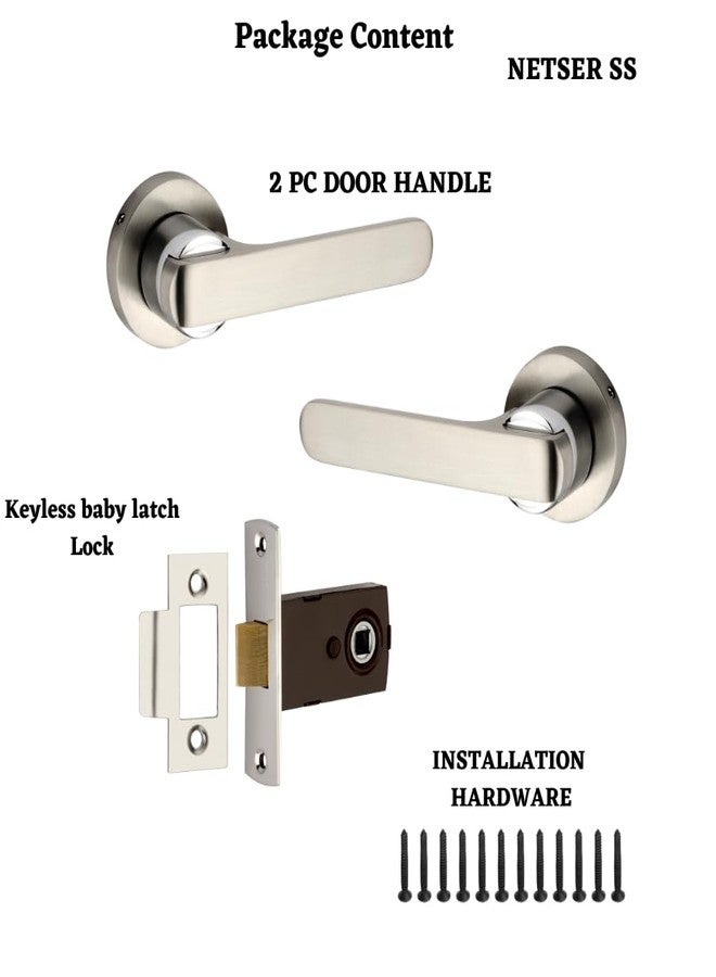 SARDAR Nester Door Handle for Main Door/Mortise Door Lock Set/3 Brass Keys/Bedroom Door Lock/Handle Lock for Home/Office/Hotel (for Bathroom (No Keys)) - Image 2
