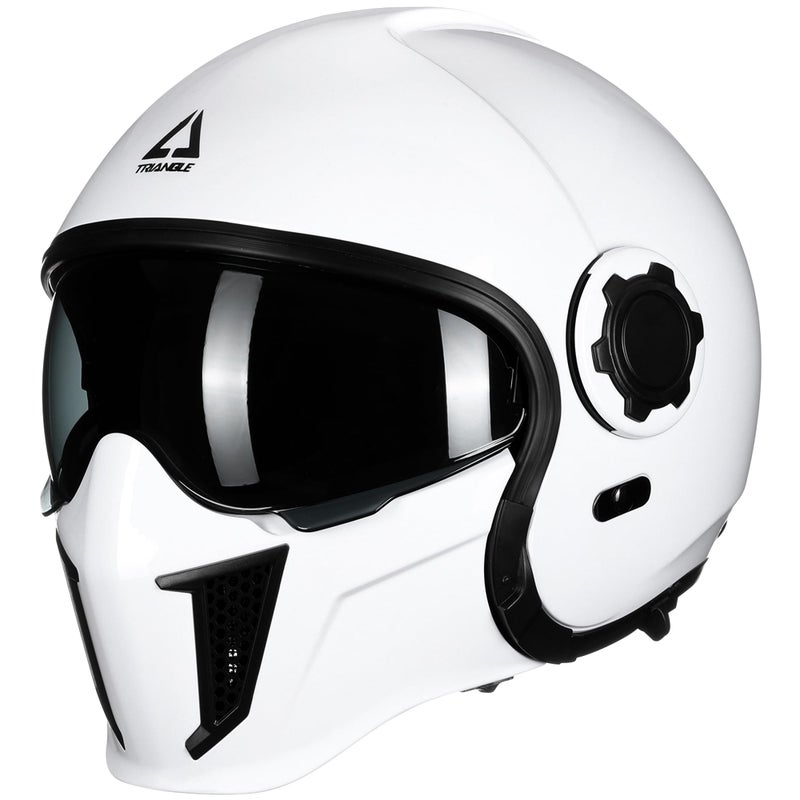 TRIANGLE Open Face Motorcycle Helmet Half for Men and Women Cruiser Scooter Street Bike DOT Approved XXLarge White - Image 3