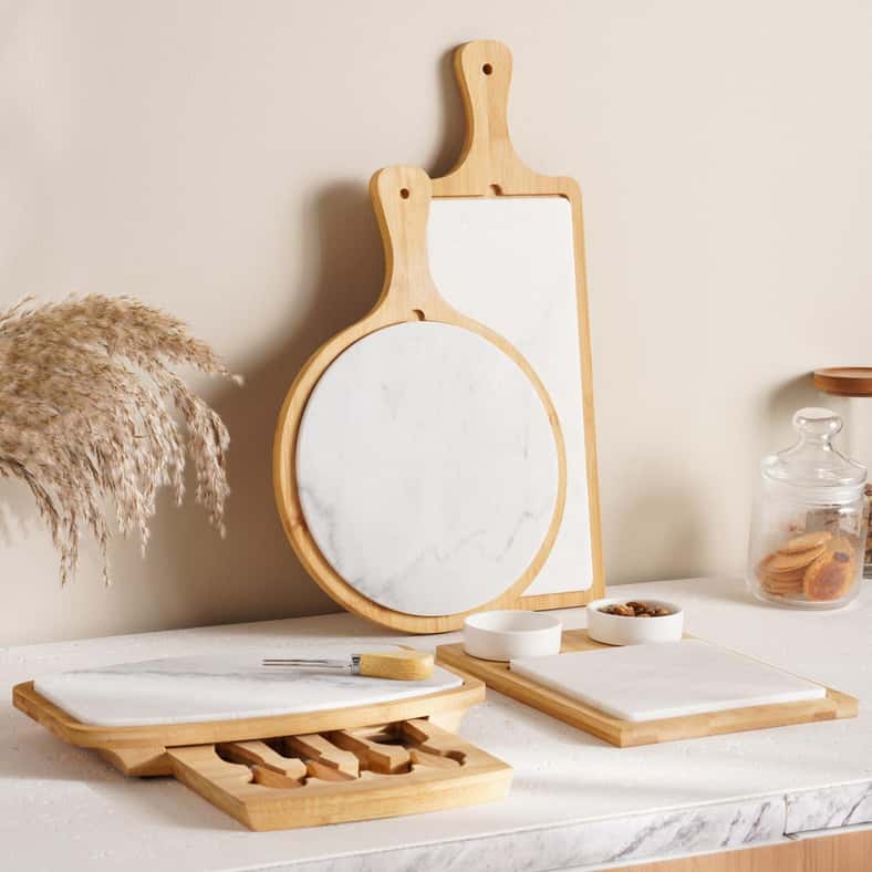 Pan Home Natura 2-Piece Rectangular Serving Platter 50x20x2cm -Natural & White - Image 4