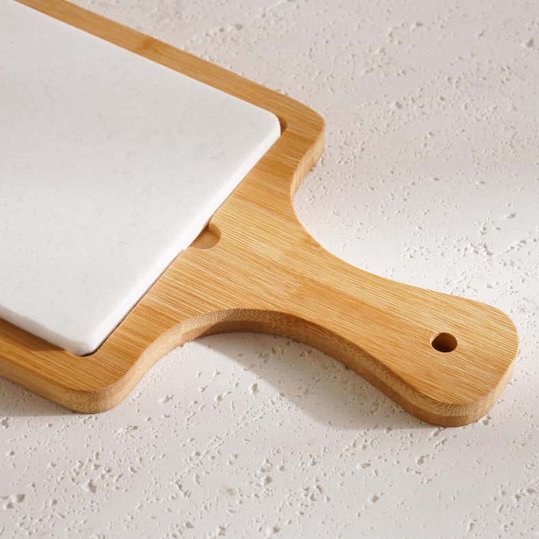 Pan Home Natura 2-Piece Rectangular Serving Platter 50x20x2cm -Natural & White - Image 2