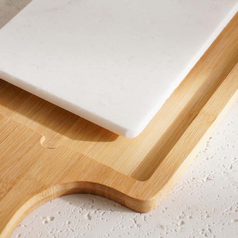 Pan Home Natura 2-Piece Rectangular Serving Platter 50x20x2cm -Natural & White - Image 3