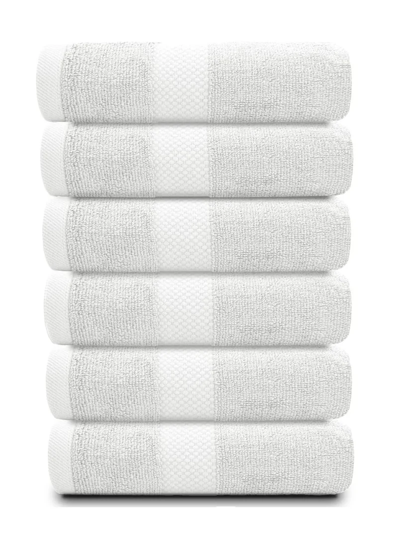 1Chase Luxury Hand Towels Cotton Hotel spa Bathroom Towel 16x30  Set Of 6 Silver