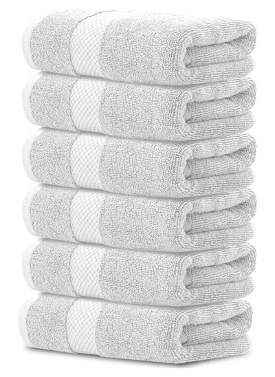 1 تشيس Luxury Hand Towels Cotton Hotel spa Bathroom Towel 16x30  Set Of 6 Silver