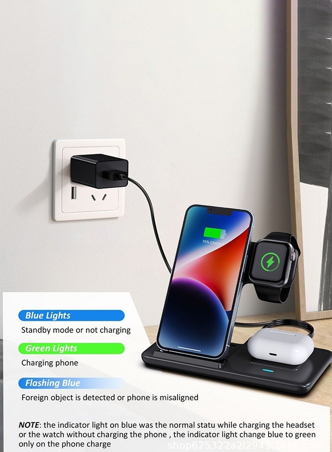 HaveDream 3-In-1 Wireless Charger - Black (With US Charging Head) - Image 5