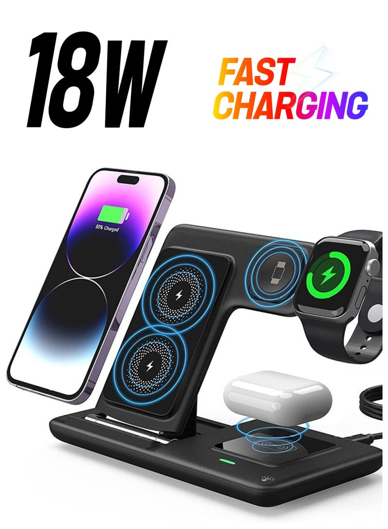HaveDream 3-In-1 Wireless Charger - Black (With US Charging Head) - Image 1