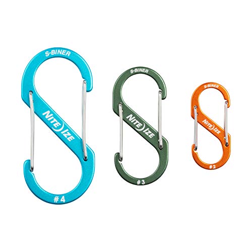 Nite Ize Dual Carabiner - Multiple S-Biner Sizes for Keys & Gear - Aluminum S-Biners for Car Keys, Keychains, & Camping Accessories - Size 2, Orange/Olive/Blue (3 Pack) - Image 2