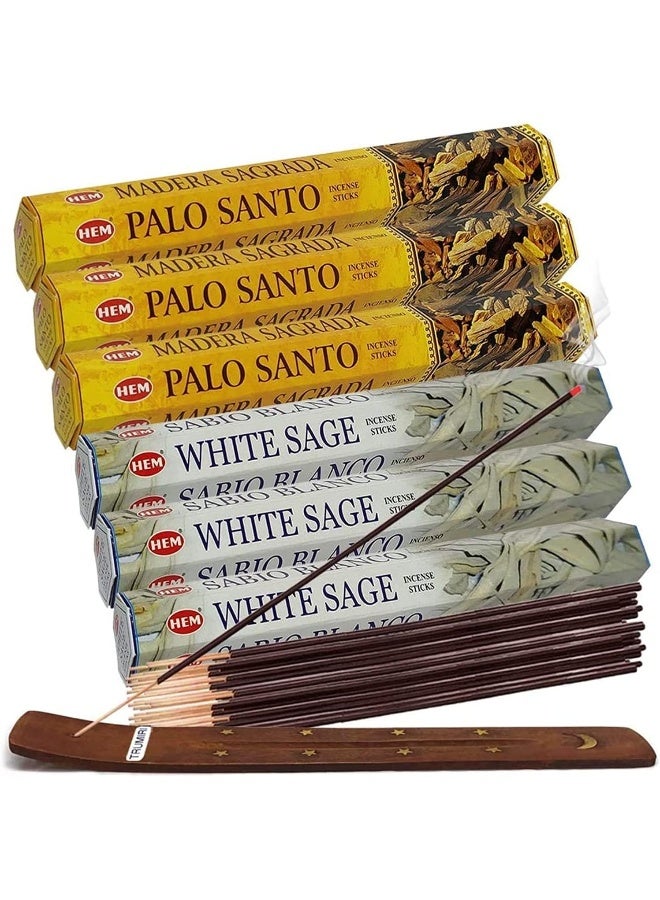TRUMIRI White Sage Incense Sticks And Palo Santo Incense Sticks With Incense Holder Bundle For Smudging And Home Fragrance - Image 1