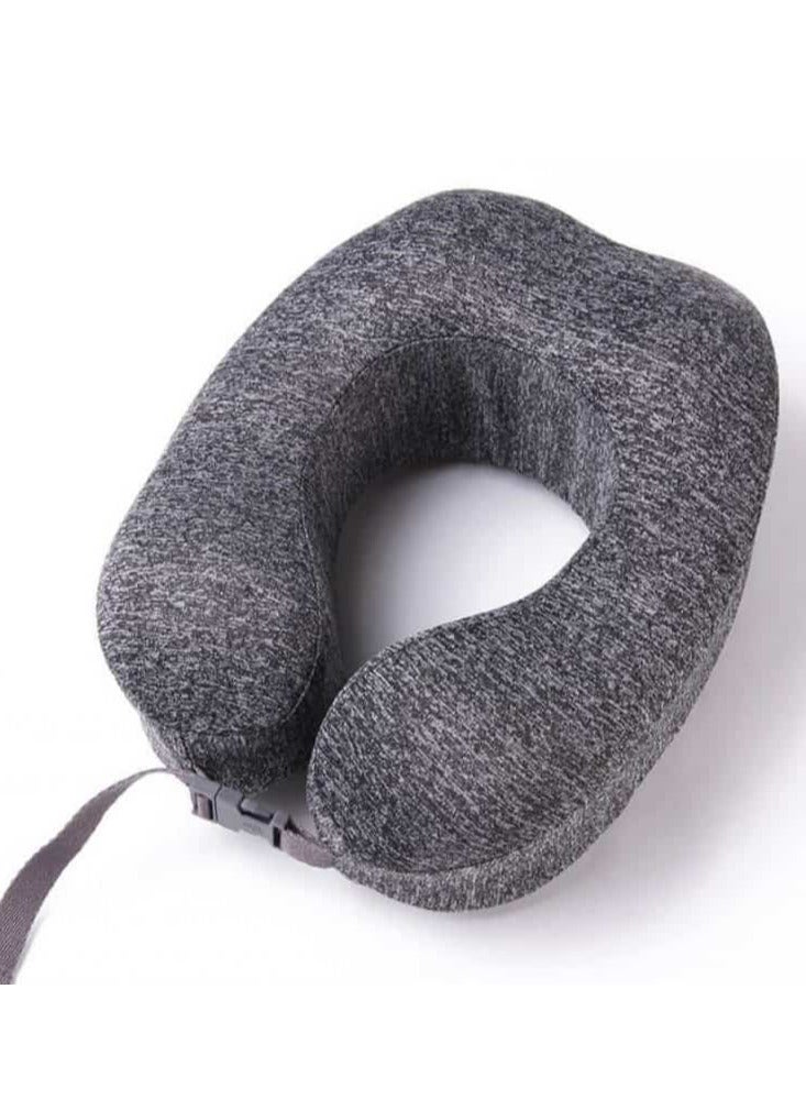 MNUK MNP-1 Premium Neck Pillow for Traveling, Dark Grey |Memory Cotton U-Shaped Travel Pillow with Magnetic Cloth for Ultimate Comfort|Ideal for Car, Flight & Office Naps  - Image 1